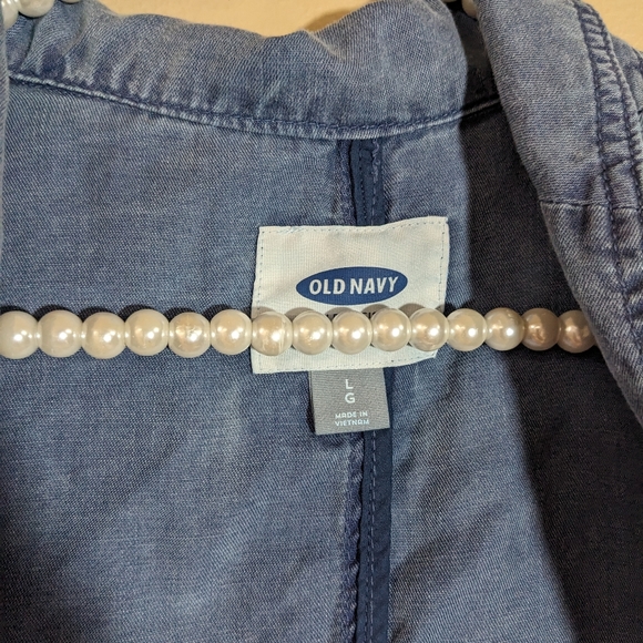 Old Navy Chambray blazer jacket size large - Picture 2 of 5